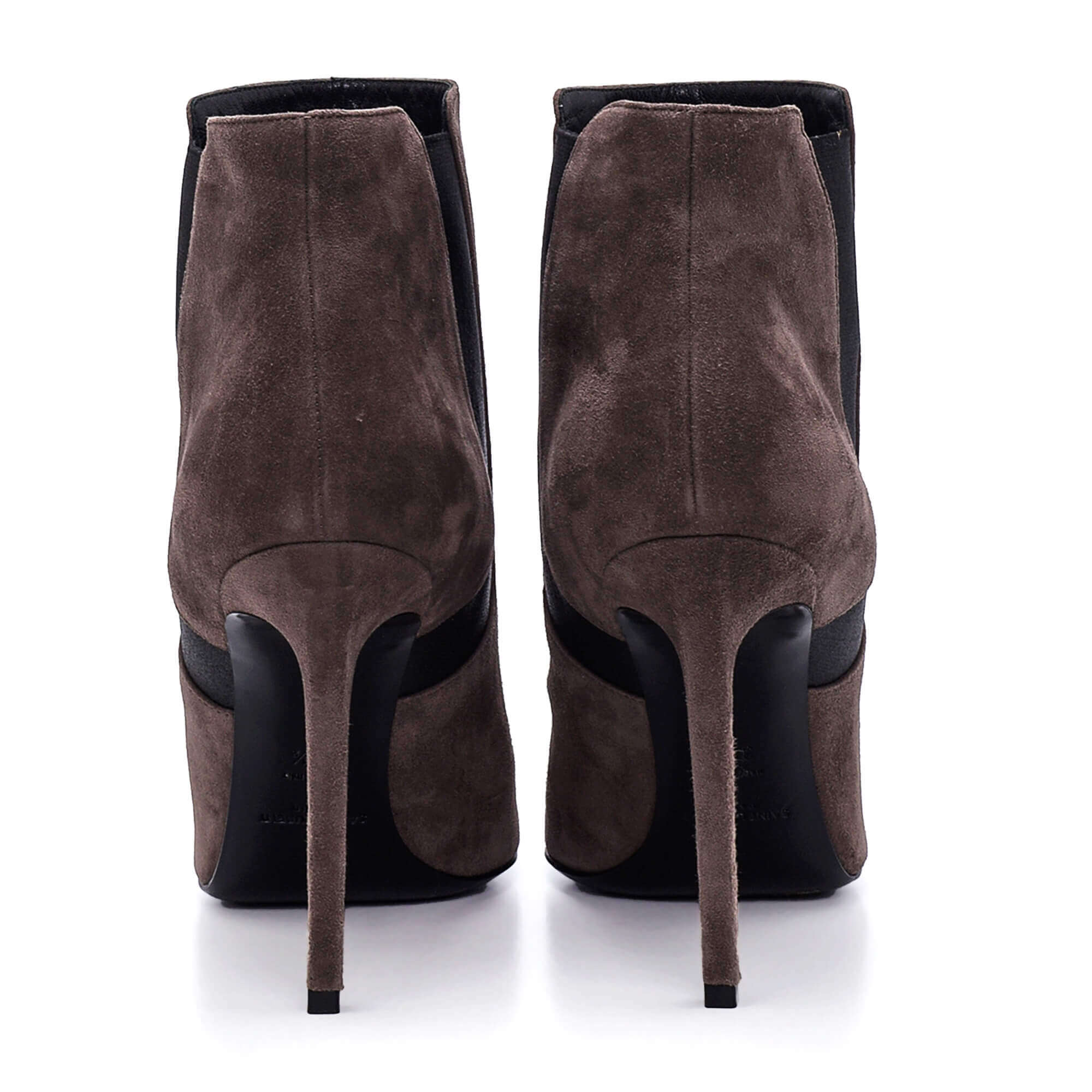 Yves Saint Laurent - Grey Suede Elasticated Sides Pointed Toe Ankle Boots